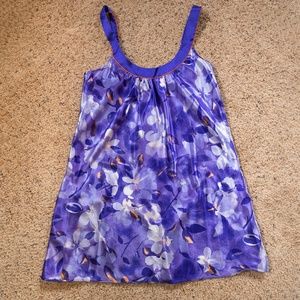Liquid satin purple and orange floral nightie Med